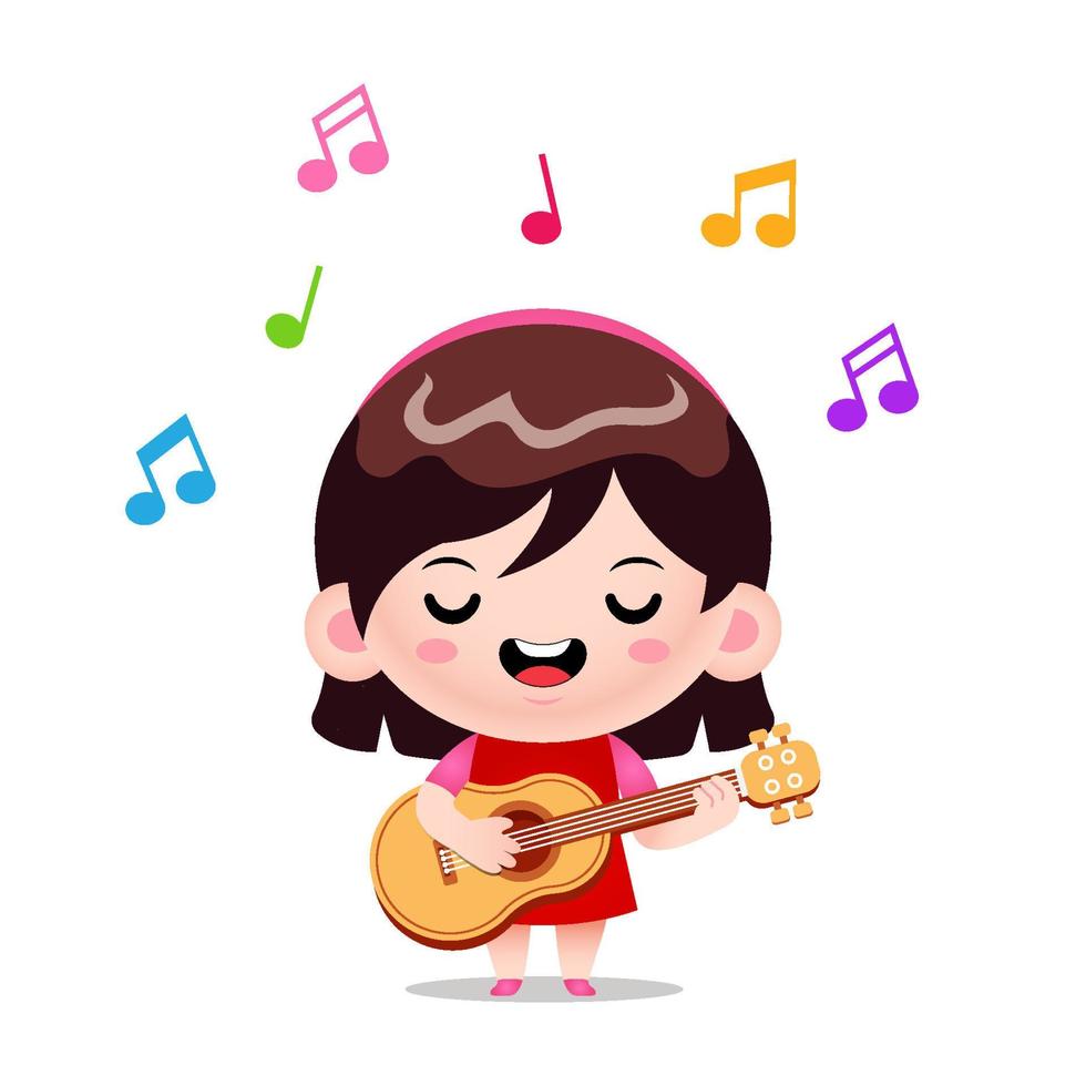 Cute Girl Playing Guitar vector