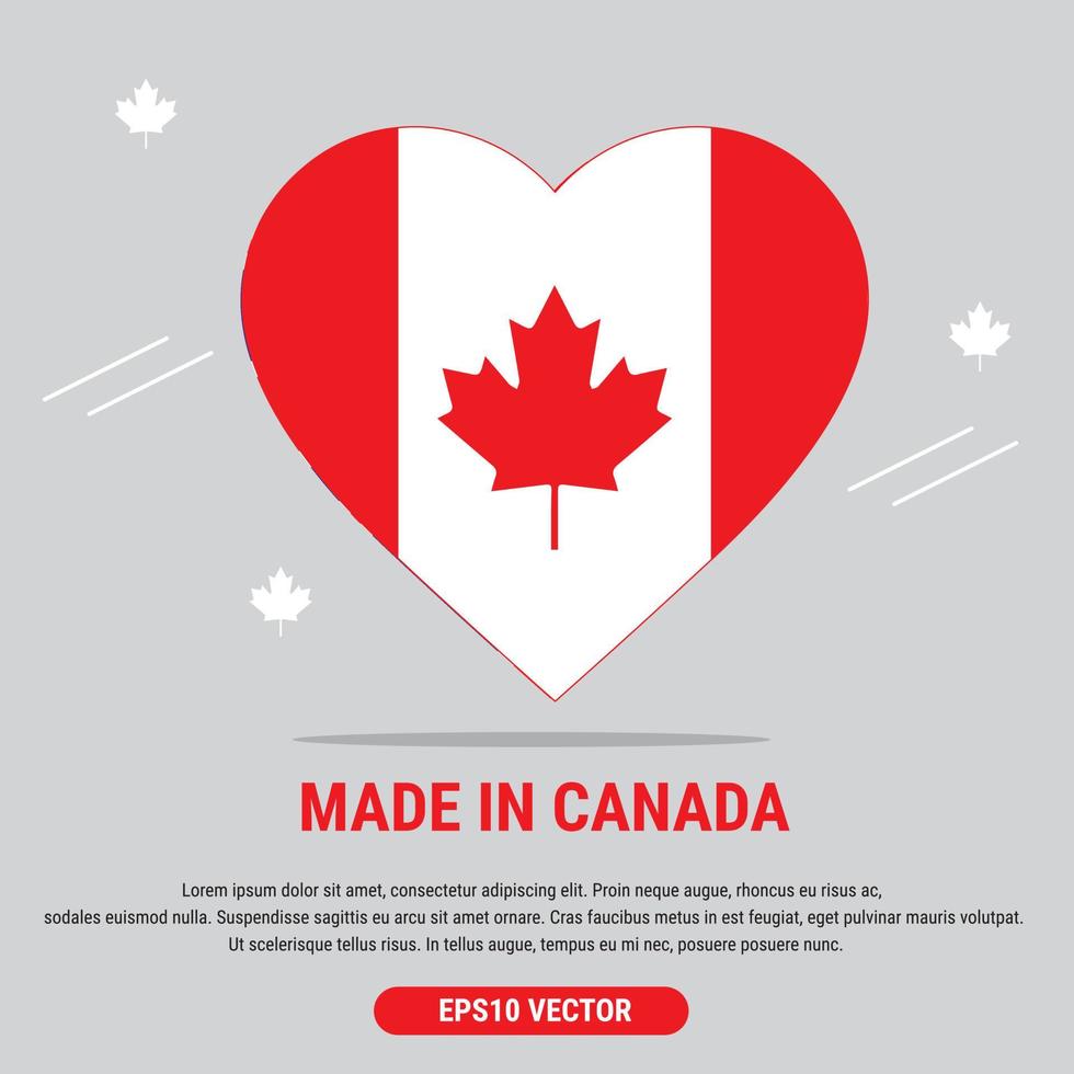 Made in Canada. Vector design of love symbols. Eps10 Vector Illustration