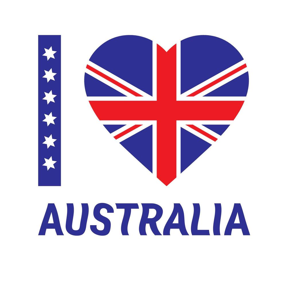 me encanta australia diseño moderno con texto me encanta australia en estilo plano. hermoso diseño de fondo con corazones. ilustración vectorial eps 10 vector