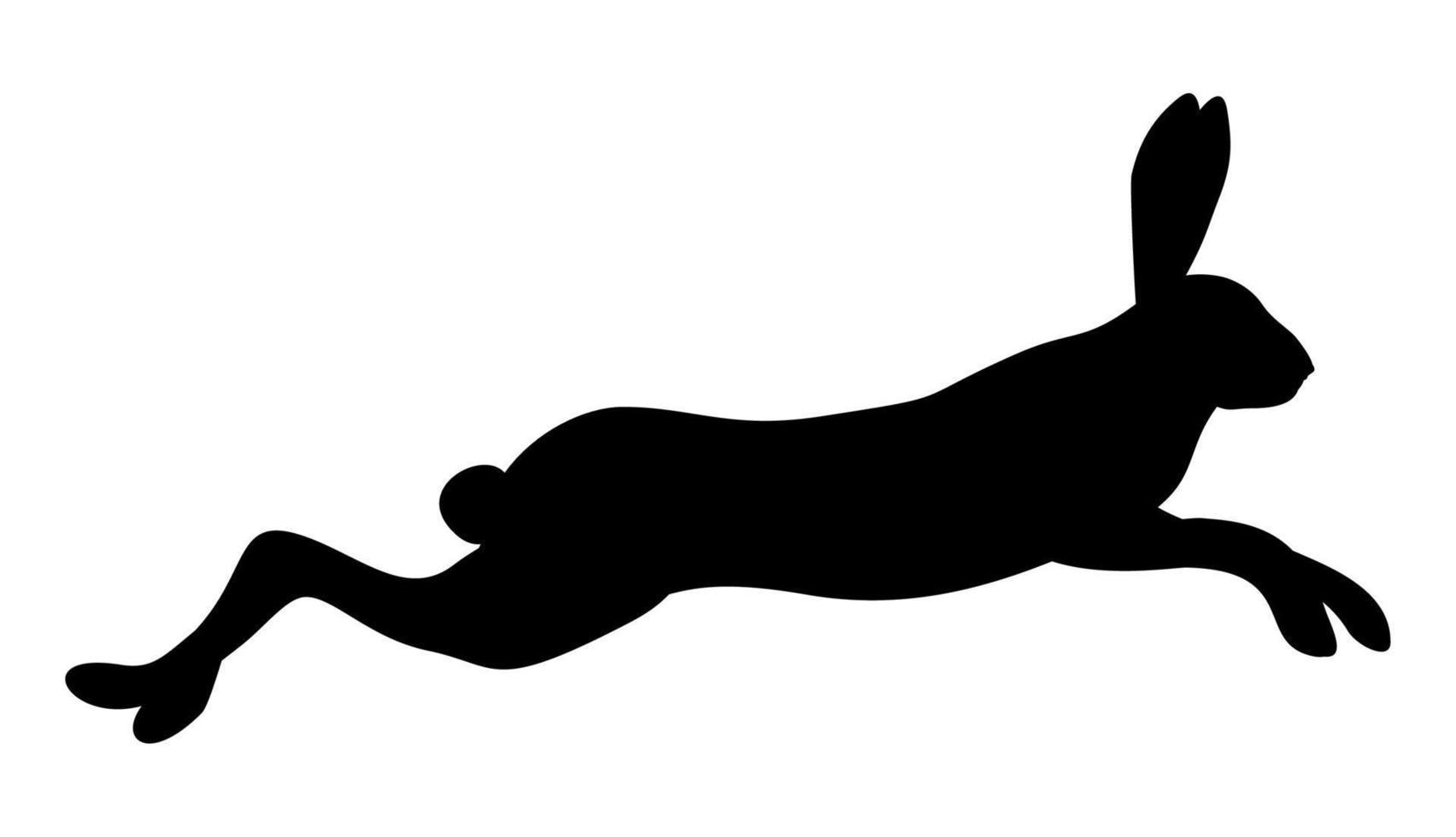 Silhouette of running hare. Monochrome vector illustration.