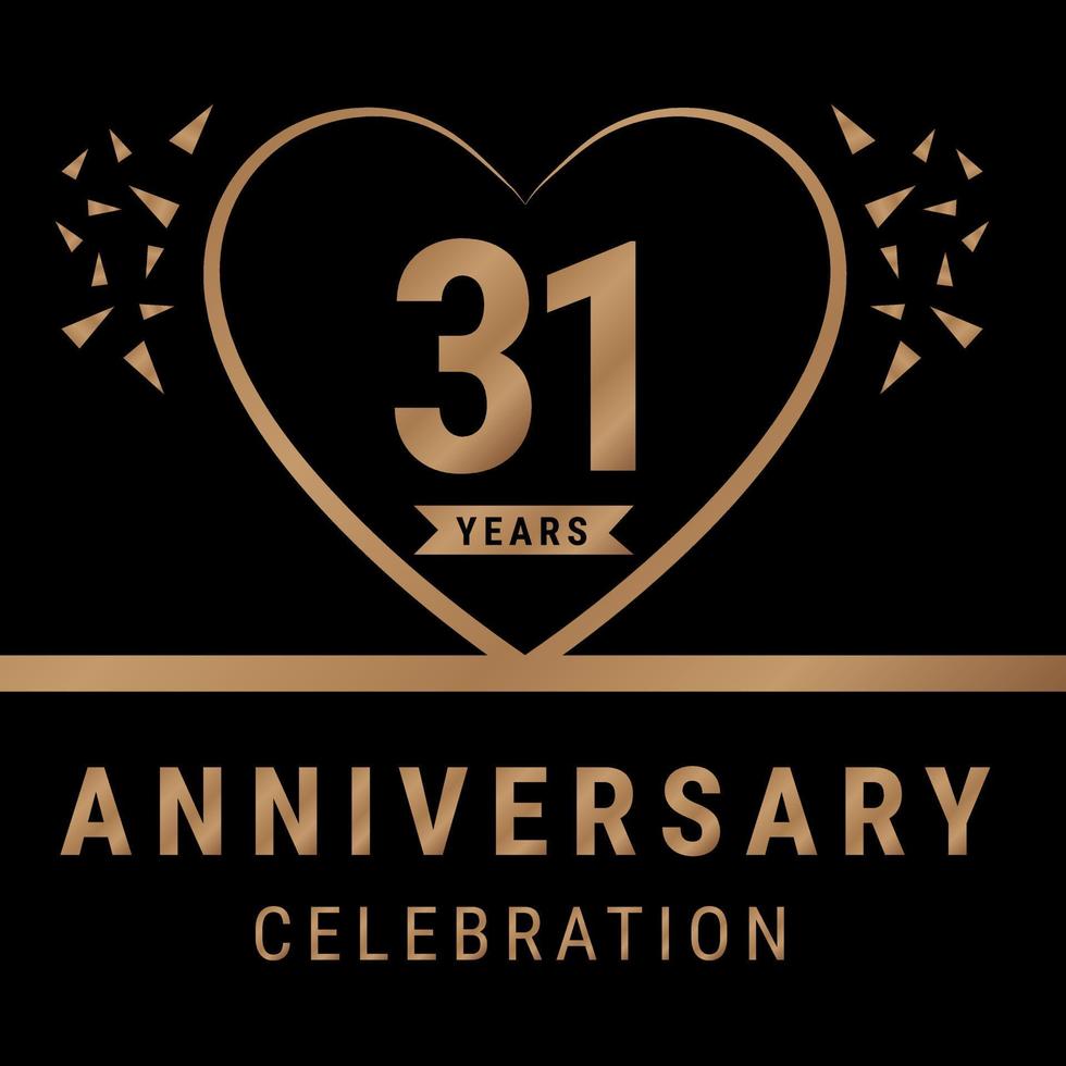 31 years anniversary celebration logotype. anniversary logo with golden color isolated on black background, vector design for celebration, invitation card, and greeting card. Eps10 Vector Illustration