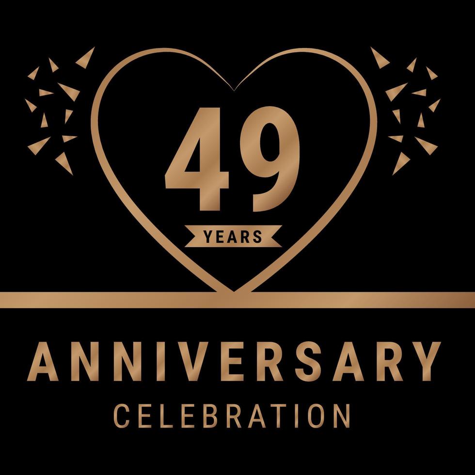 Logotipo de celebración de aniversario de 49 años. logotipo de aniversario con color dorado aislado en fondo negro, diseño vectorial para celebración, tarjeta de invitación y tarjeta de felicitación. ilustración vectorial eps10 vector
