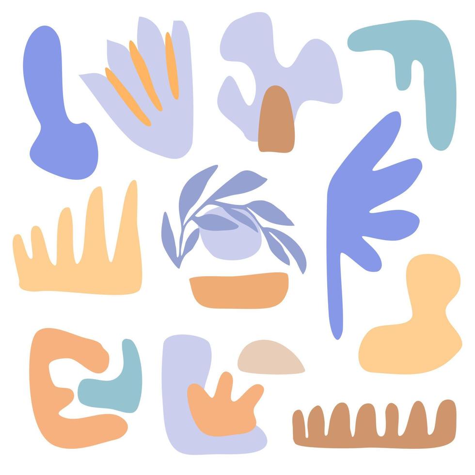 Set of abstract shapes in matisse style. vector