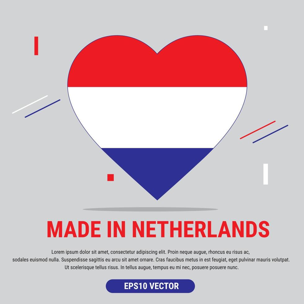 Made in Netherlands. Vector design of love symbols. Eps10 Vector Illustratio