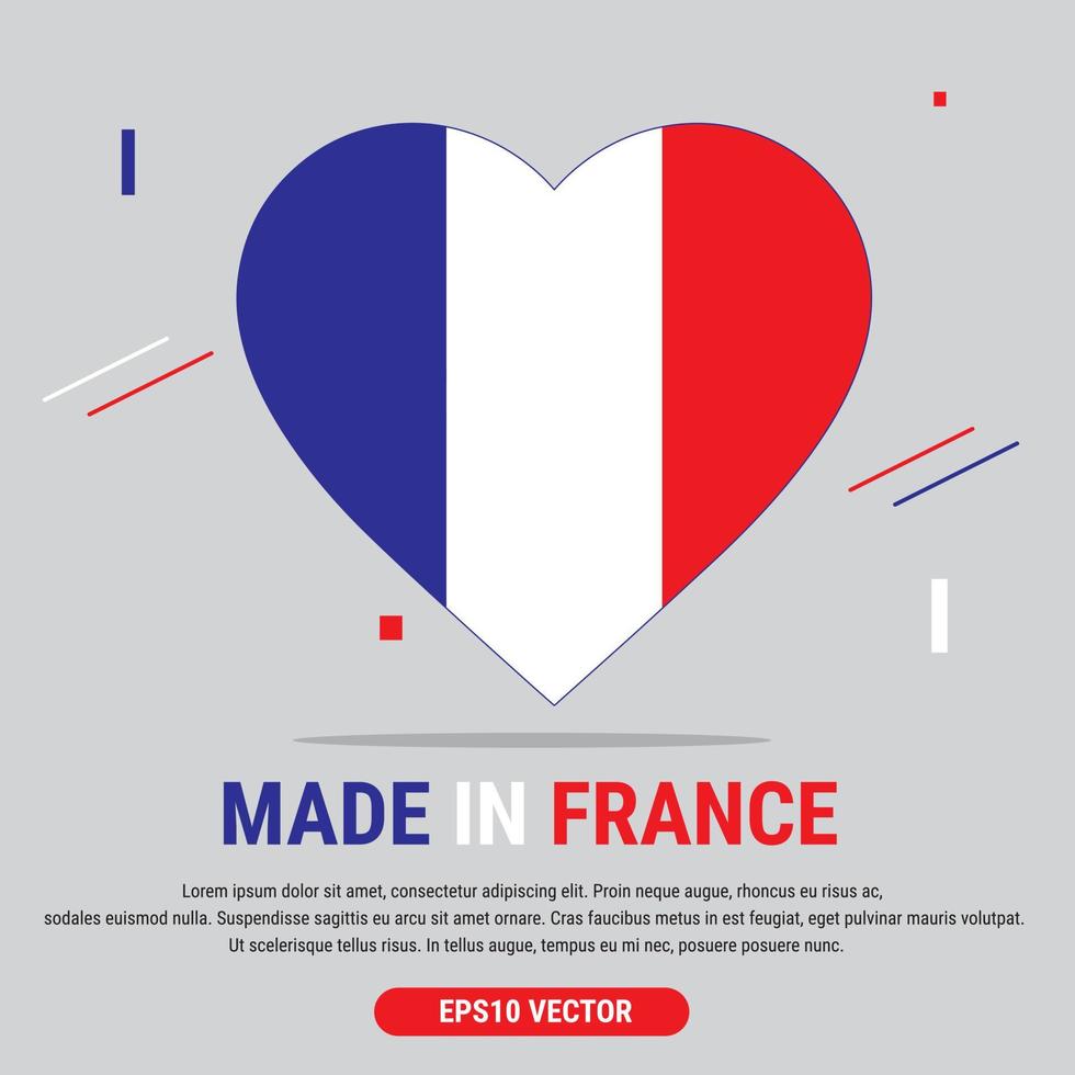 Made in France. Vector design of love symbols. Eps10 Vector Illustration
