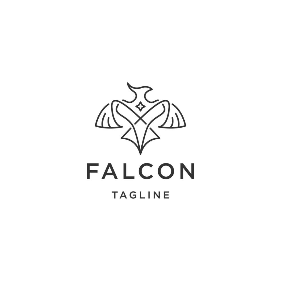 elegantes pájaros halcón con vector plano de plantilla de diseño de logotipo de estilo de arte de línea