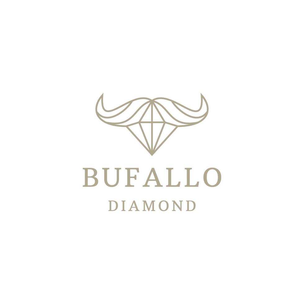 Buffalo line design with diamond logo template flat vector