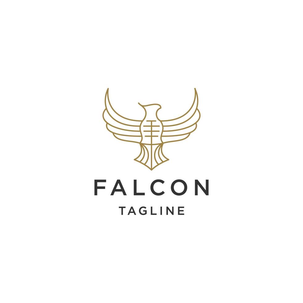 Elegant falcon birds with line art style logo design template flat vector