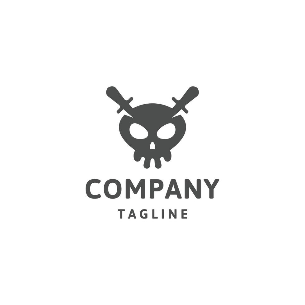 Skull sword logo icon design template flat vector