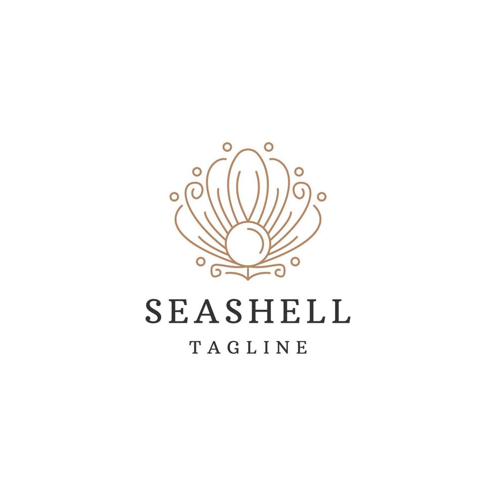 Luxury seashell with line art style logo icon design template flat vector