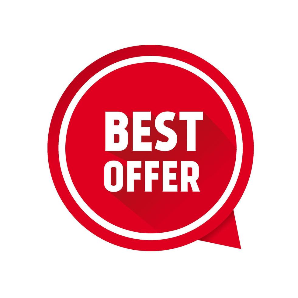 Best offer. Best offer banner design. Discount banner shape. Flat style