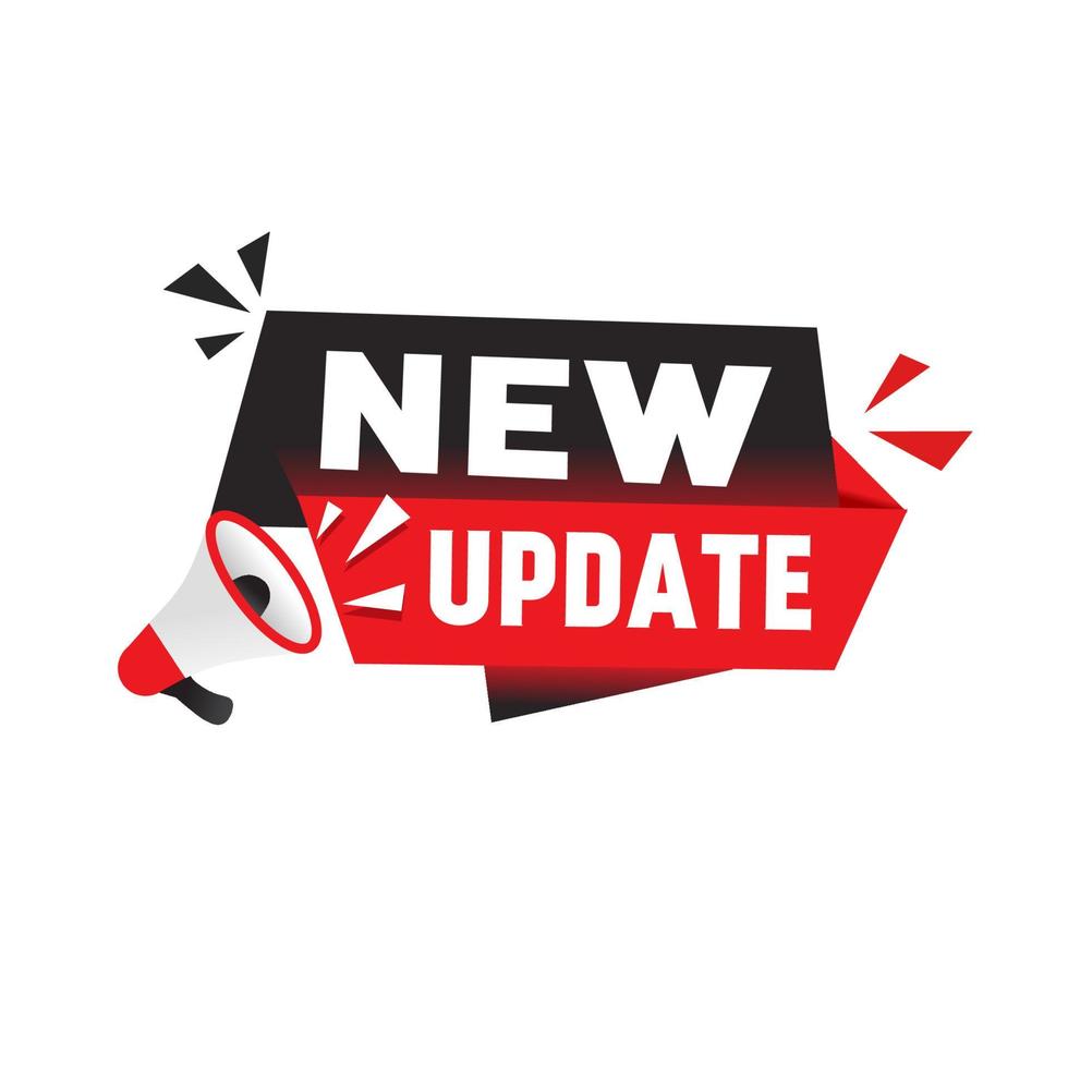 Megaphone with new update banner, flat style vector illustration.