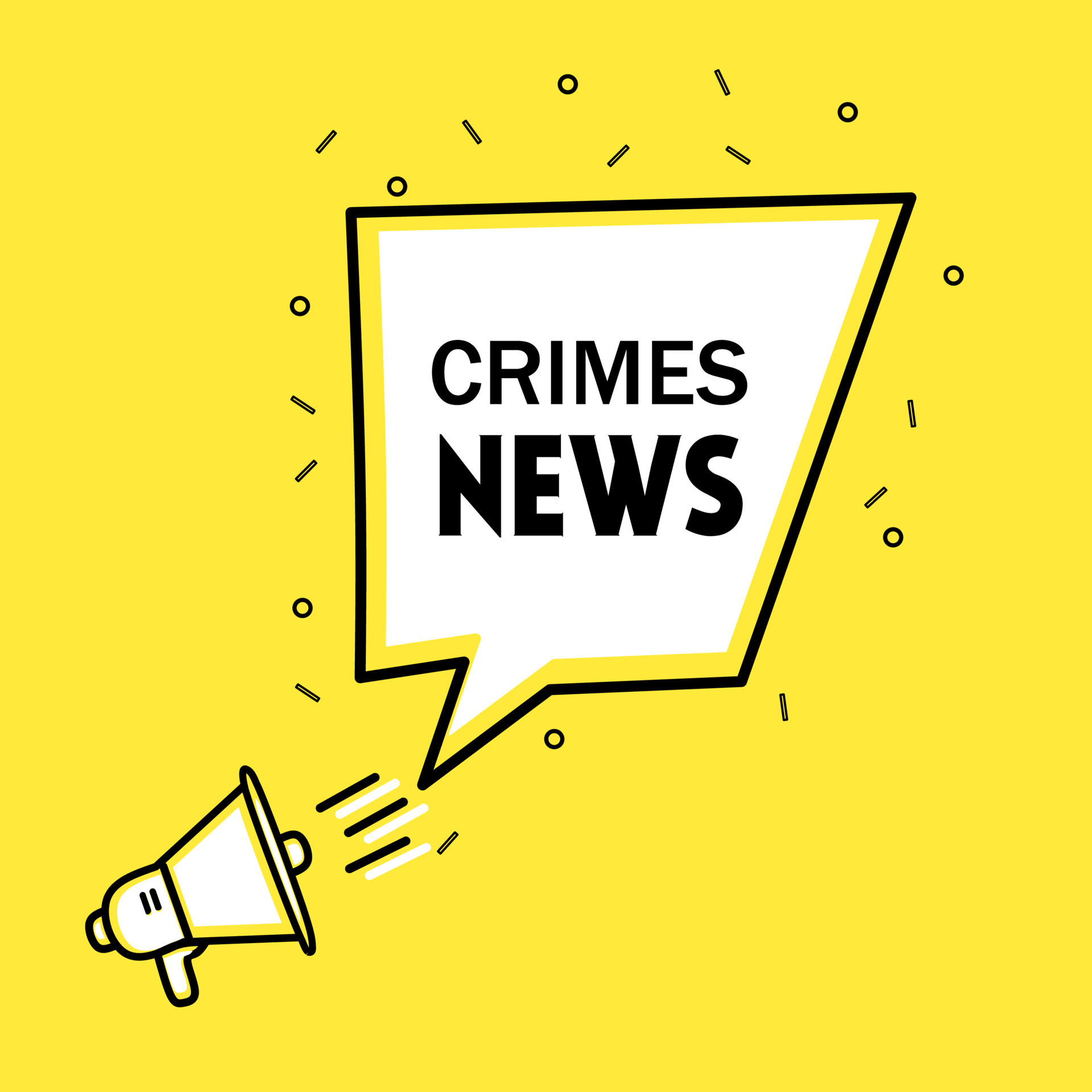 Crime news badge icon megaphone. Flat banner design, vector template. 14435715 Vector Art at