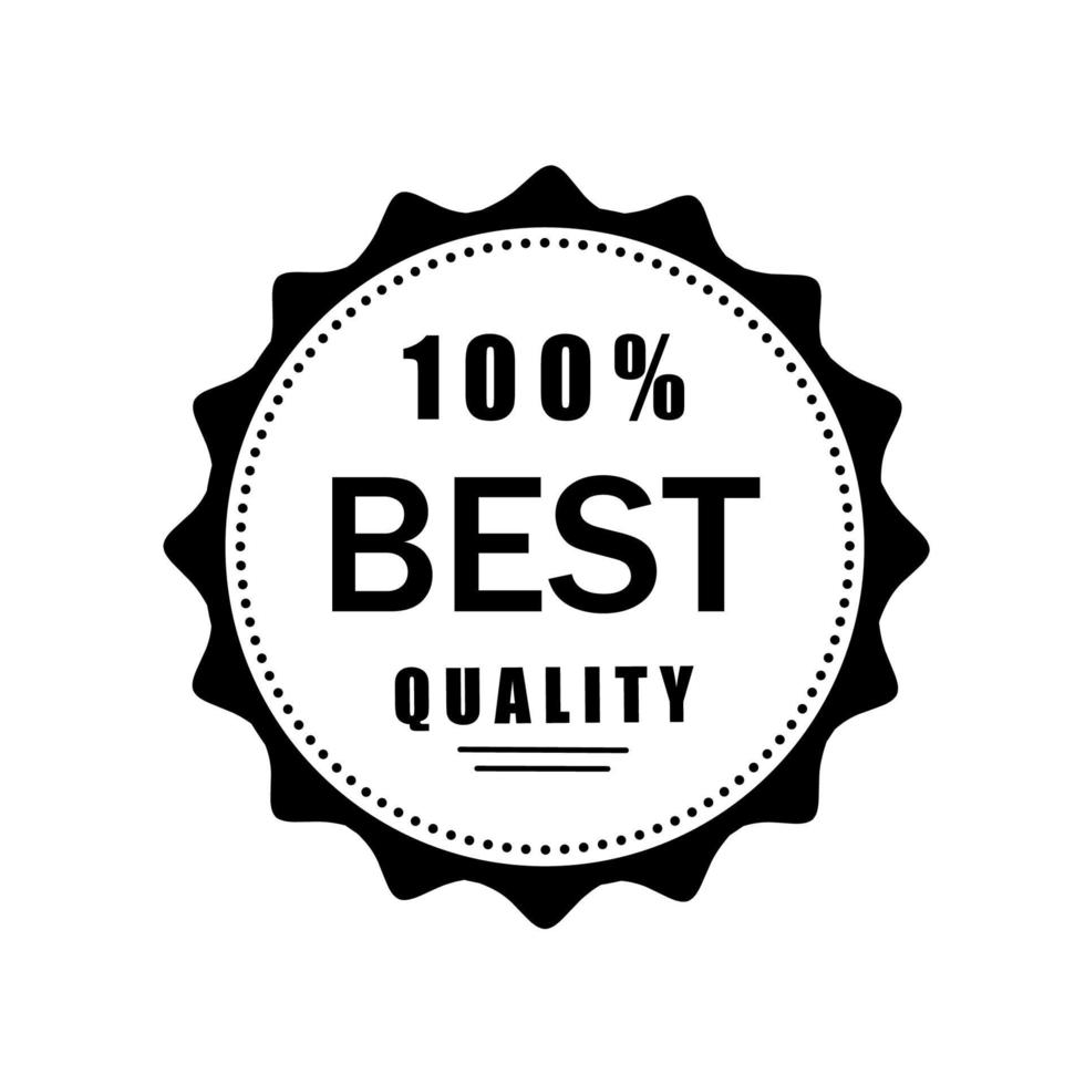 100 percent Best quality word round seal stamp, flat vector illustration black label on white background.