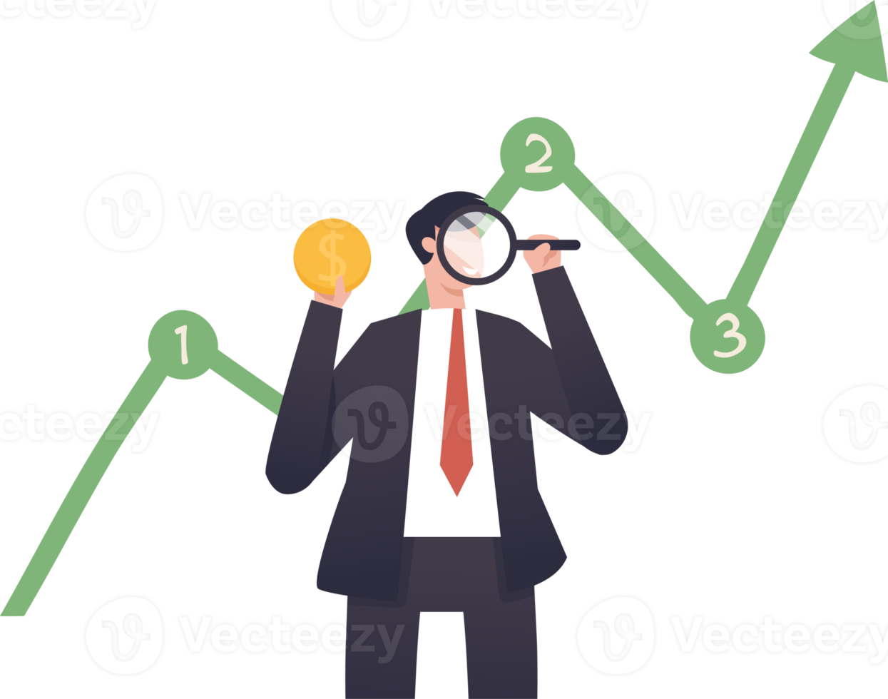 Stock market data analysis, Data visualization and report presentation or explanation. financial research professional or investment and economic forecast. illustration png