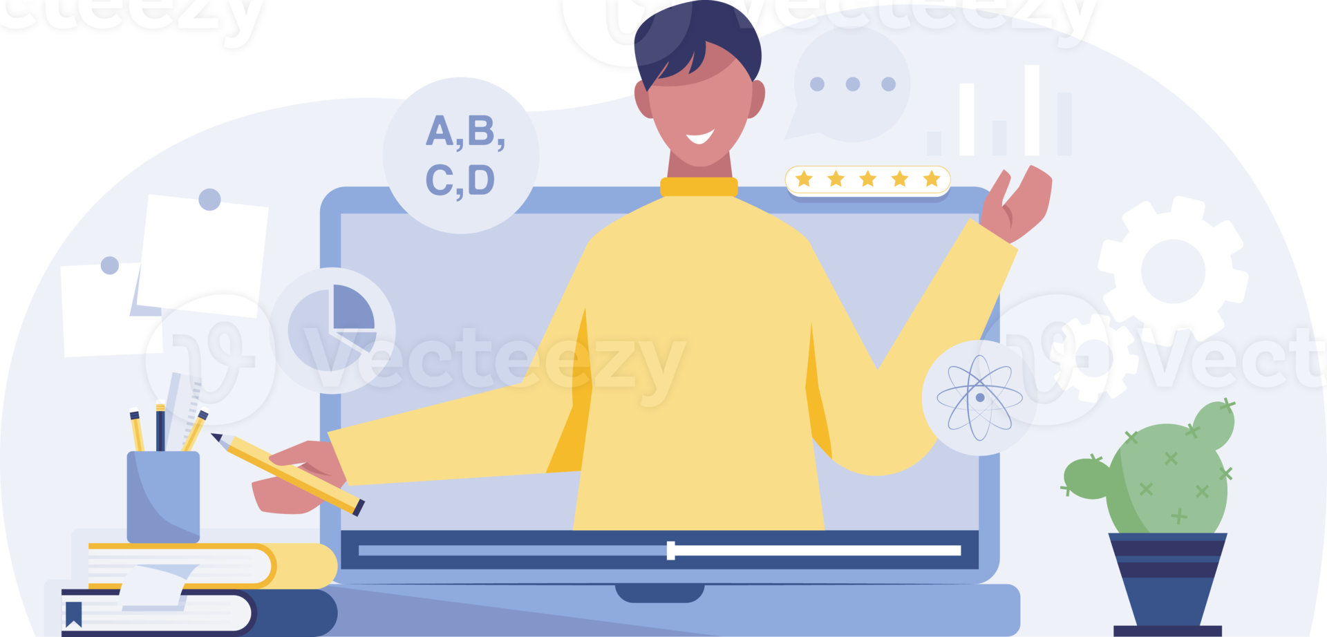 Learning from online education. Illustration png