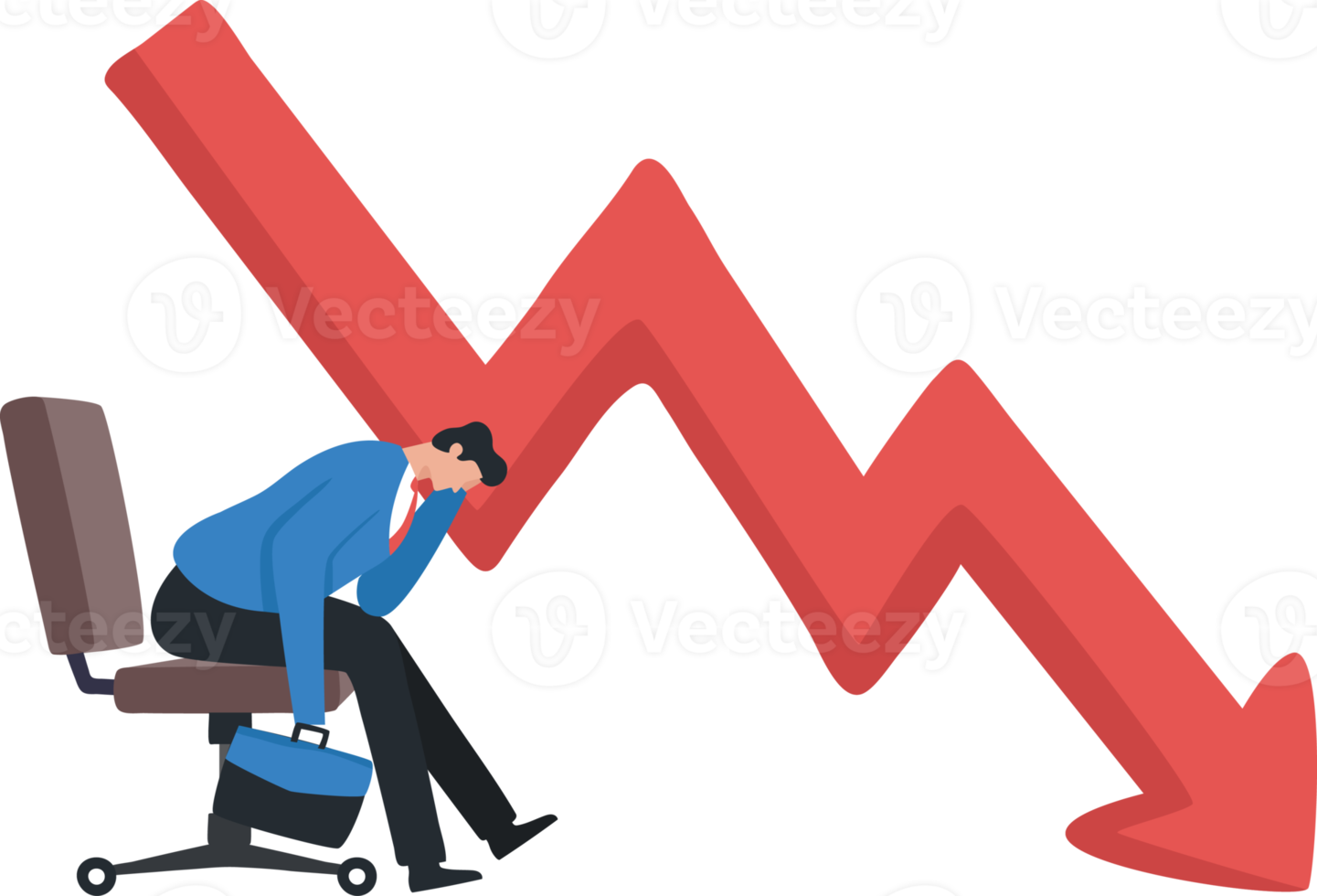 decepcionado com a crise financeira de investimento. falência empresarial. o preço das ações caiu. perdendo money.businessman se preocupando com a crise financeira. png