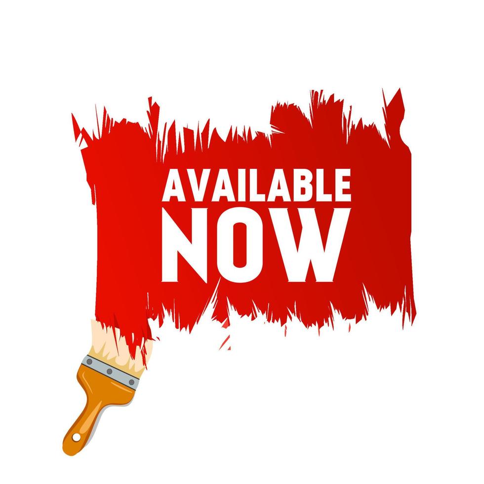 Available now banner design. Available now icon. Available now banner for business, advertising, store. Modern style vector illustration.