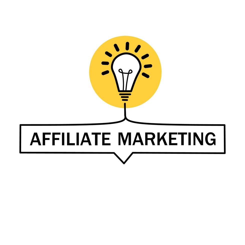 Banner affiliate marketing concept business with lightbulb. Affiliate Marketing icon - flat style vector illustration.