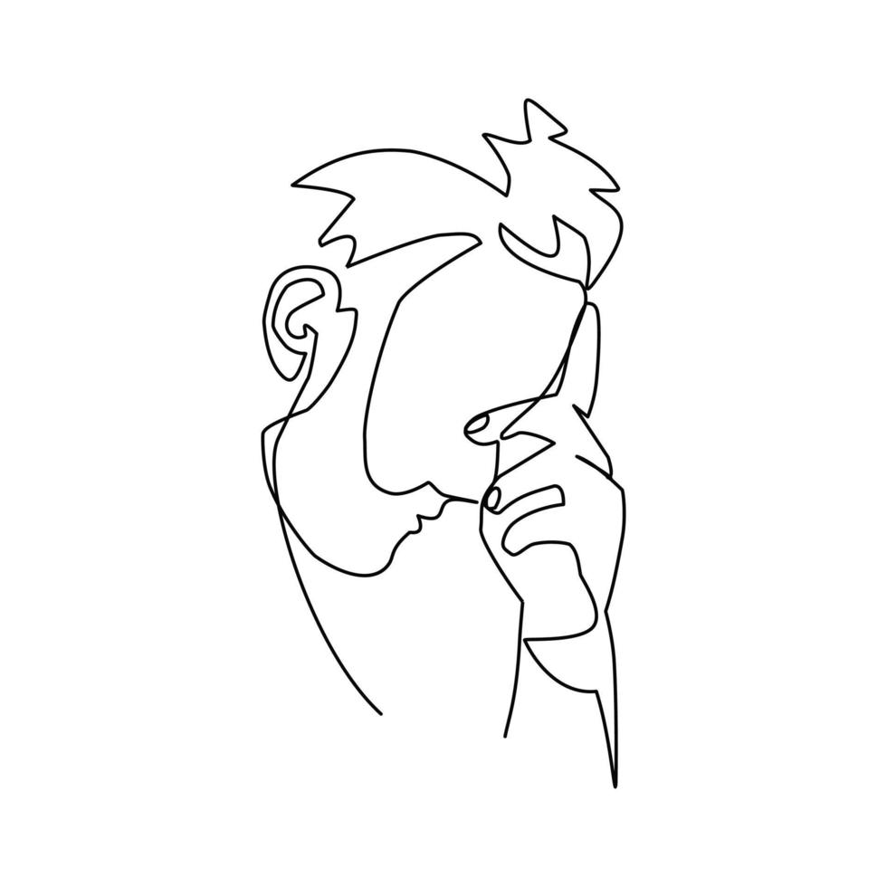 Sad man vector illustration drawn in line art style