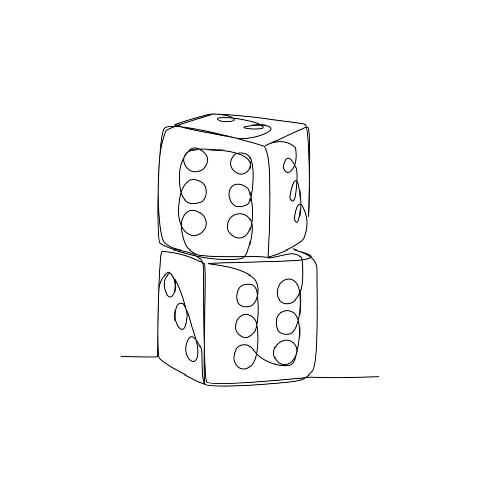 dice vector illustration drawn in line art style