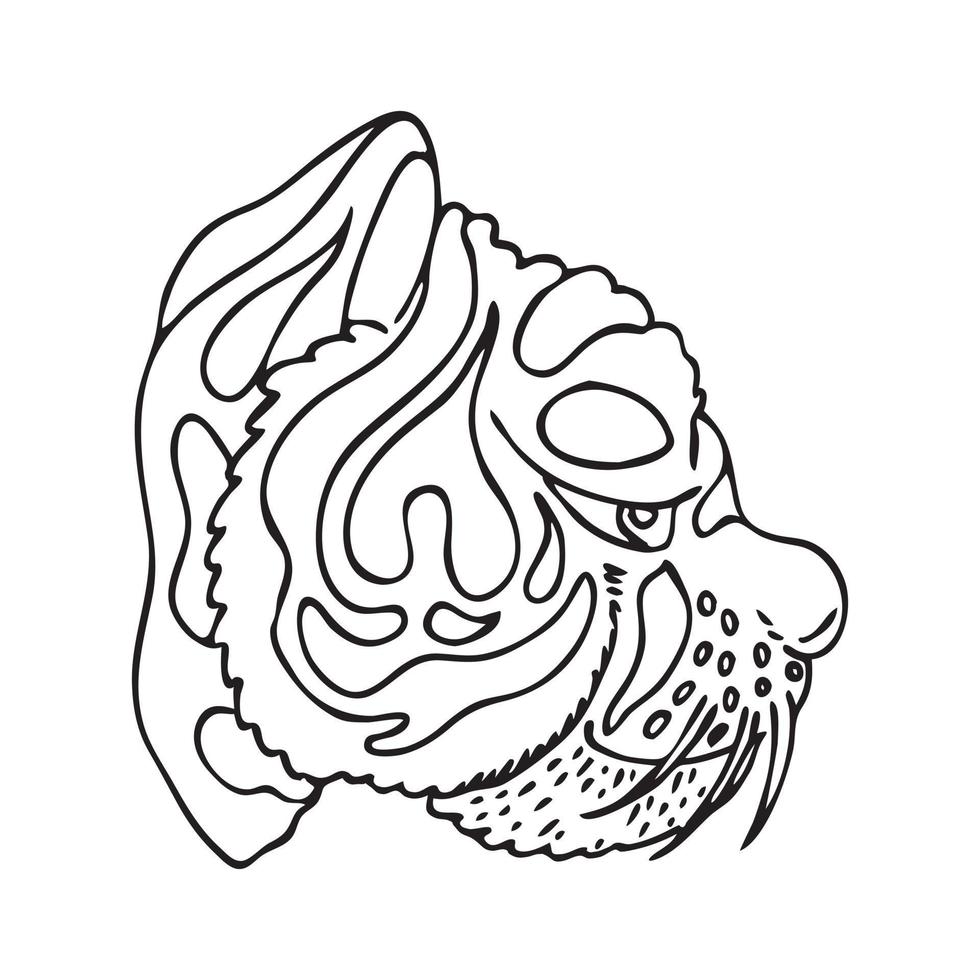 sleepy weird tiger head vector