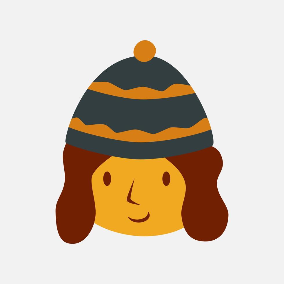 linda y acogedora chica con gorro en medio del otoño o la temporada de otoño. adecuado para el diseño de carteles, volantes y pegatinas. vector