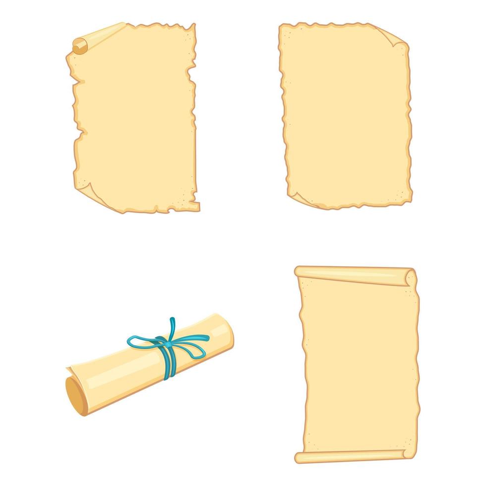 Scroll of old parchment. Roll of ancient paper with place for text. Vintage vector illustration of papyrus for writing