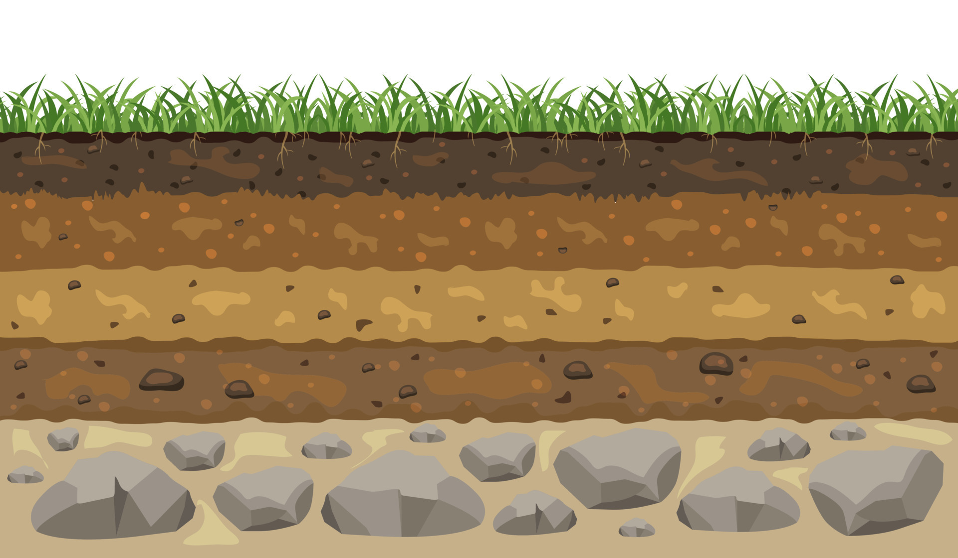 Soil layers. Cross section of the earth crust. Vector illustration of a