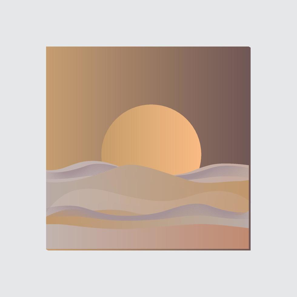 vector abstract night desert, illustration lanscape desert