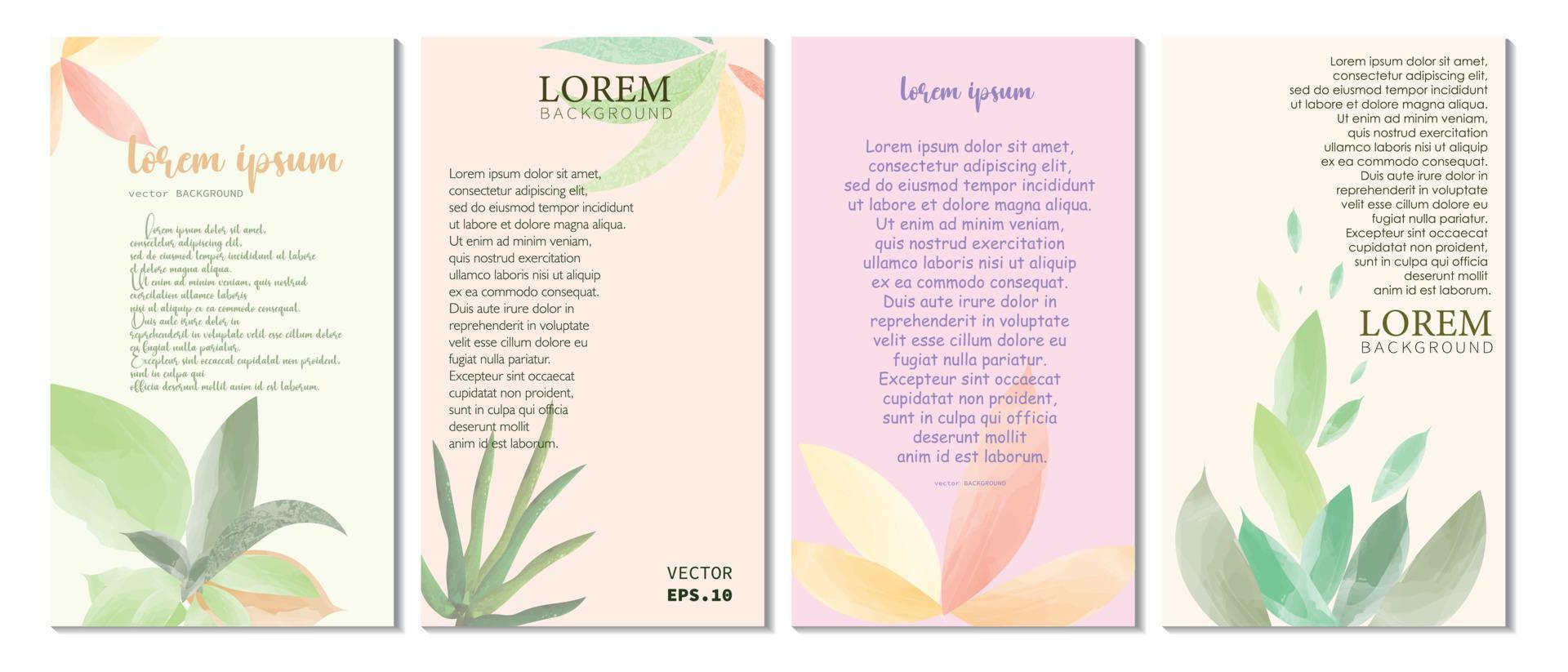 fondo de folleto de diseño de tarjeta de ilustración de vector de fondo de cartel floral acuarela