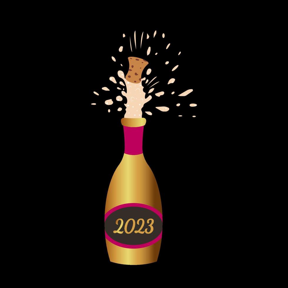 botella de oro champán 2023 vector
