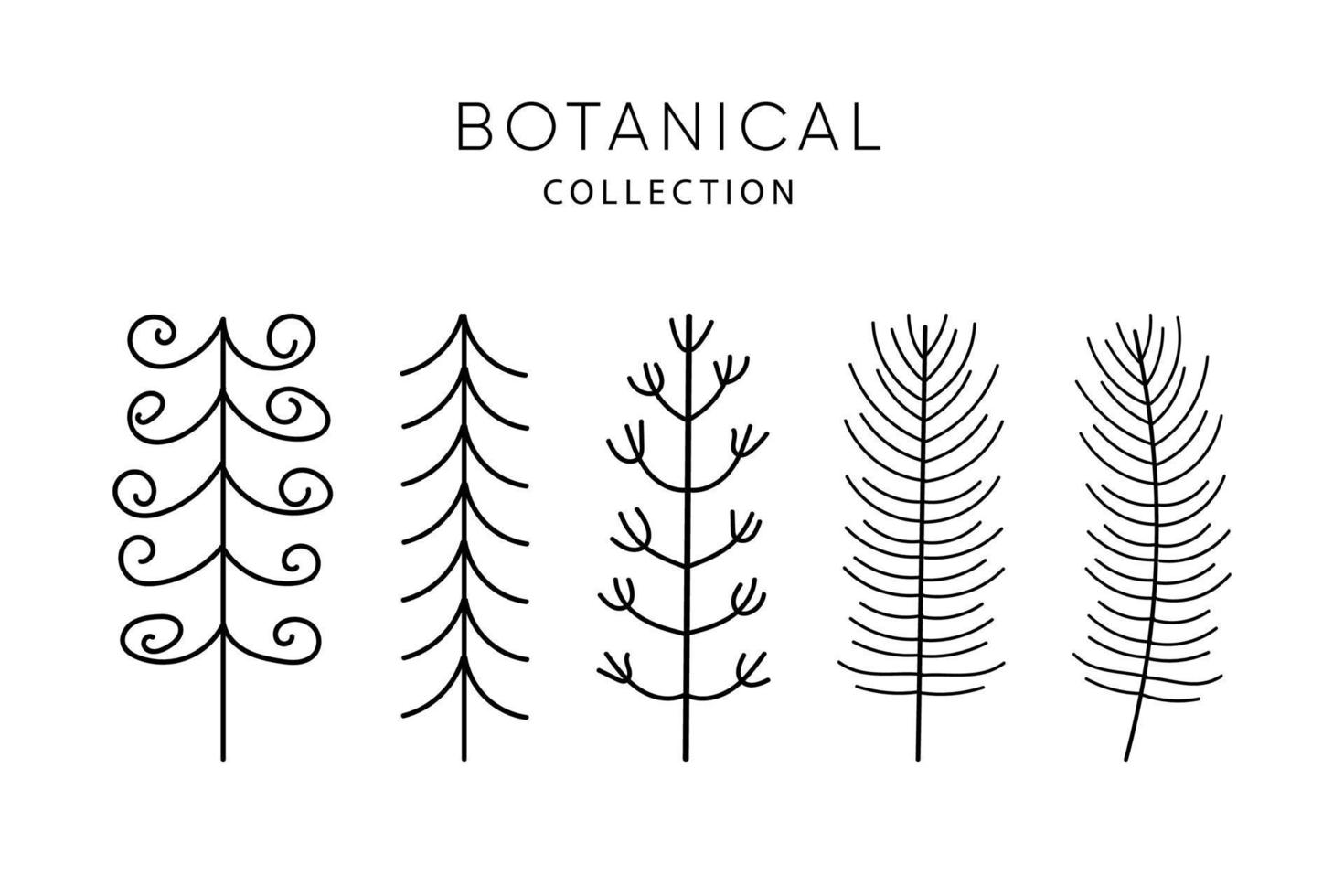 Set of doodle leaves elements. vector