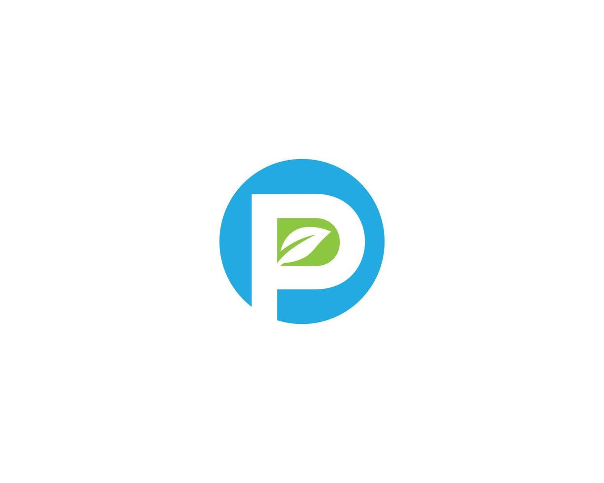 Modern Green P Letter Logo Icon Design With Leaf Symbol Creative Vector Template.