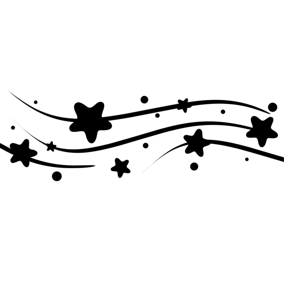 Black star icon with elegant path on white background. Great for design templates about celestial bodies. Vector illustration