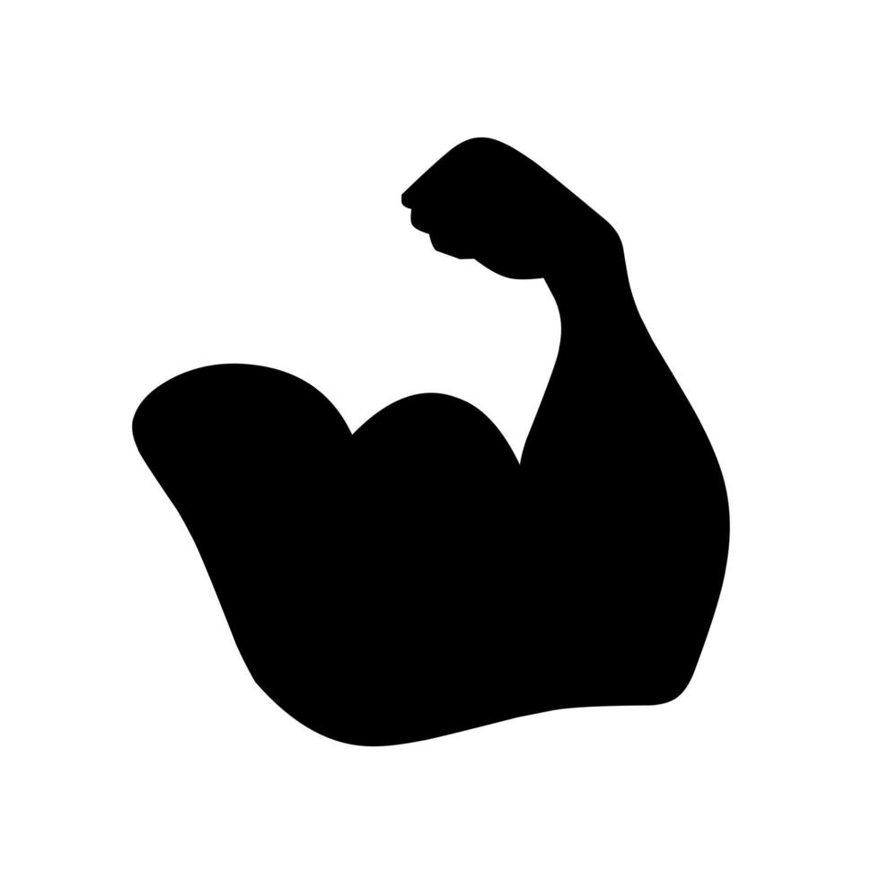 gran silueta vectorial del músculo bíceps sobre fondo blanco. pose de culturista mostrando grandes brazos. ilustración vectorial vector