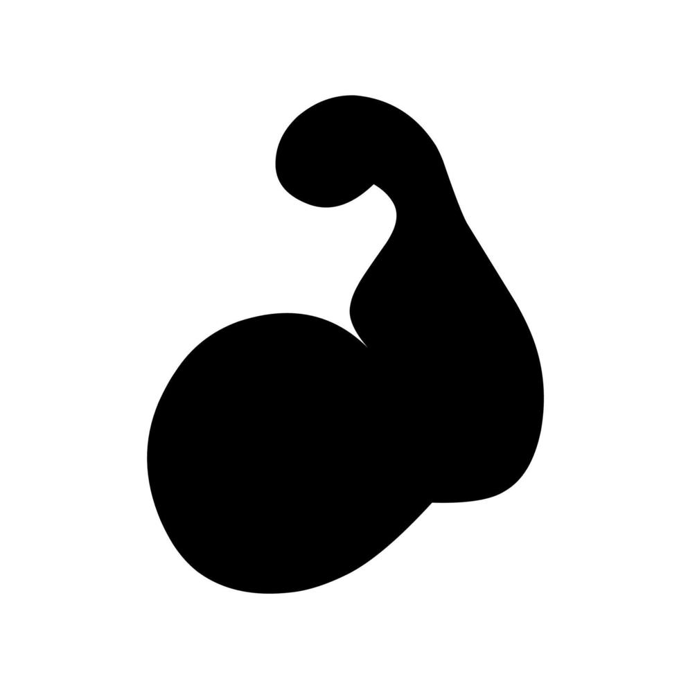 Silhouette of a stocky and muscular biceps arm on a white background. Great for sports logos, bodybuilders and big men. Vector illustration