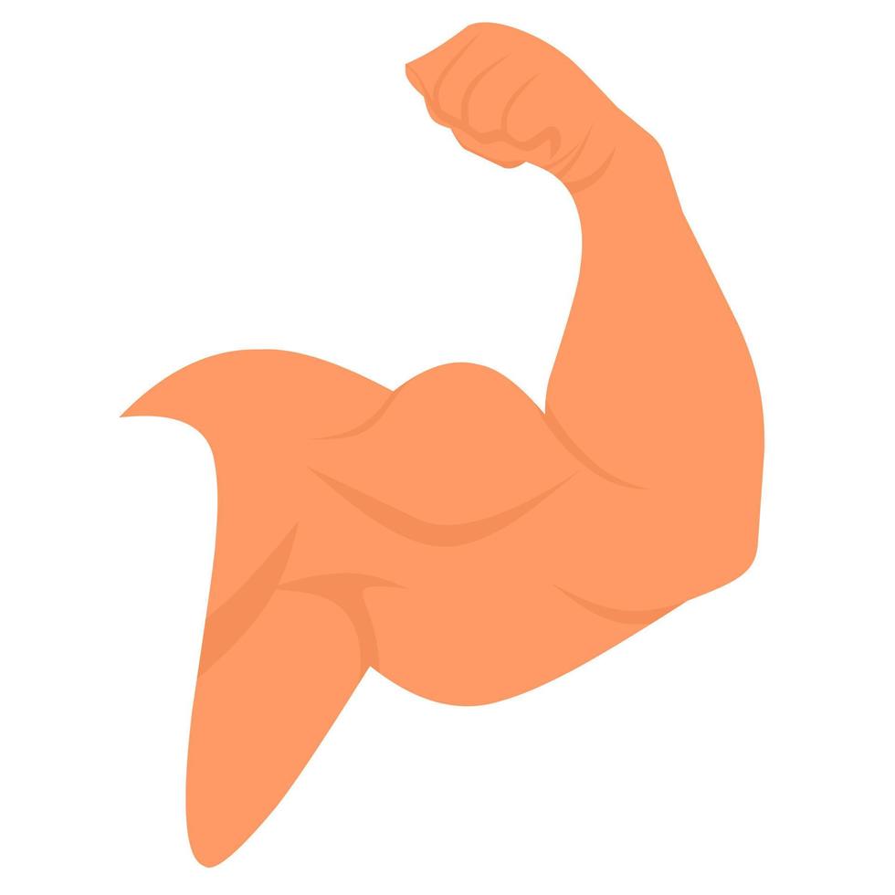 Muscular arm icon in bodybuilder pose. Big, stocky biceps on a white background. Great for sports logos, muscular man. vector