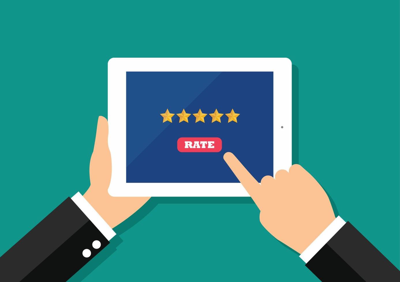 Businessman giving five star rating on smartphone vector