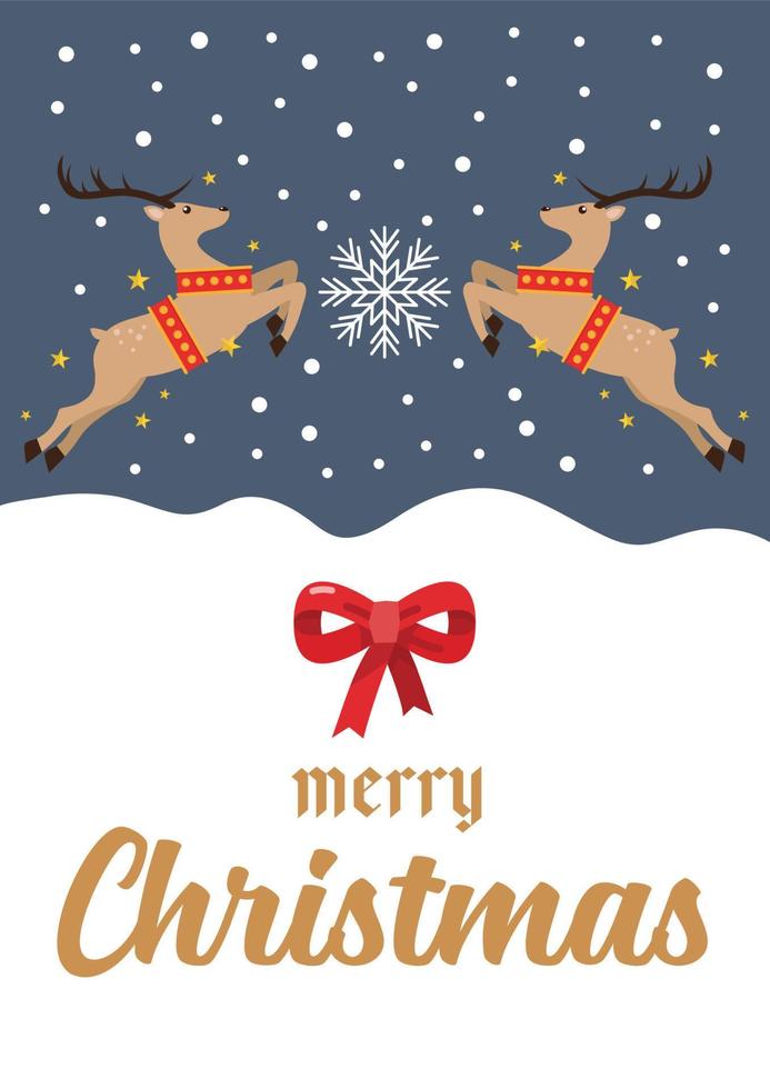 cartel de tarjeta de felicitación de renos de navidad vector