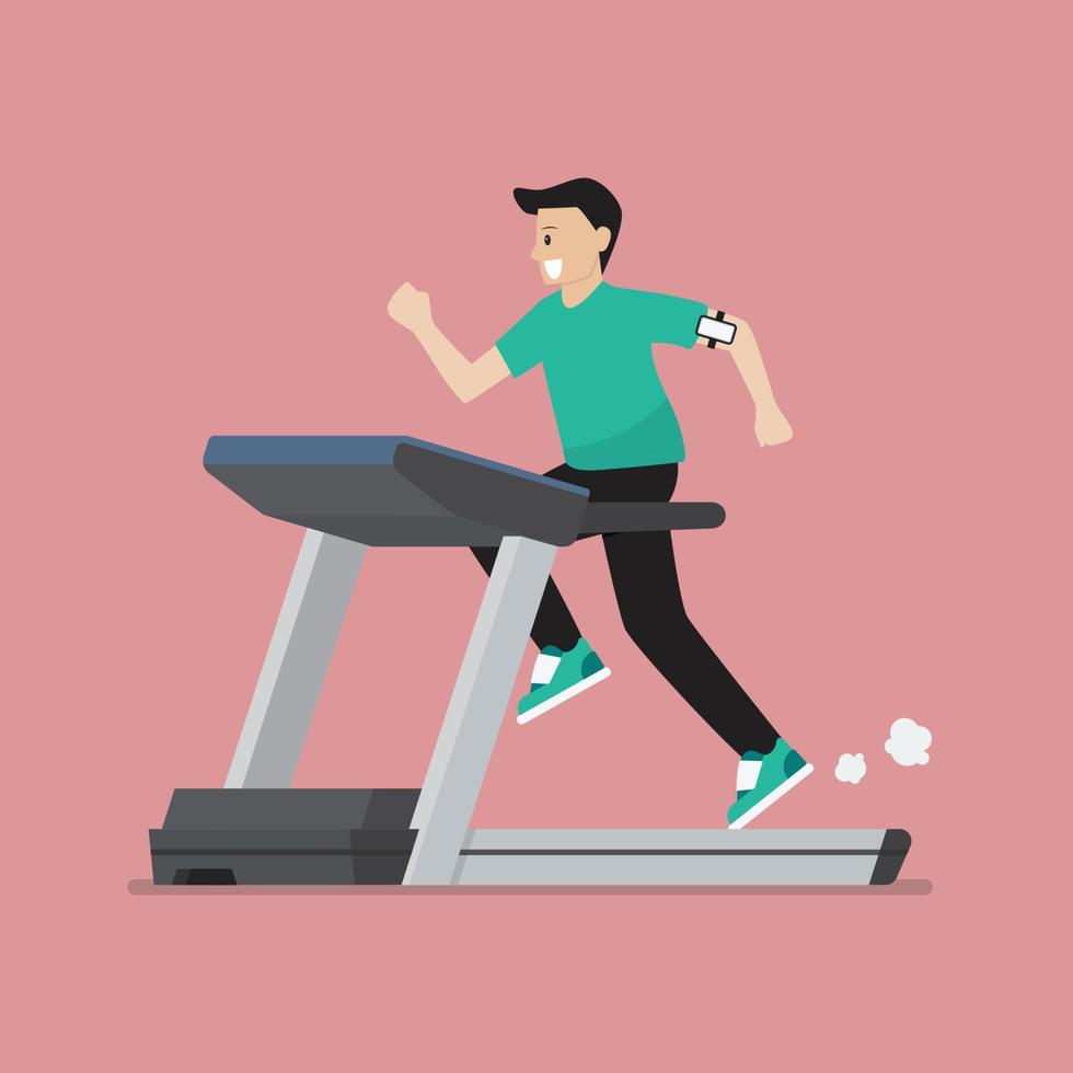 Man running on a treadmill vector