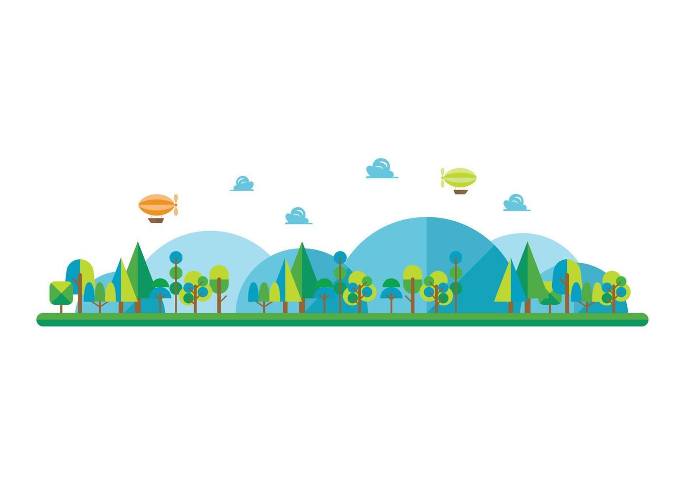 bosque y paisaje en estilo plano vector