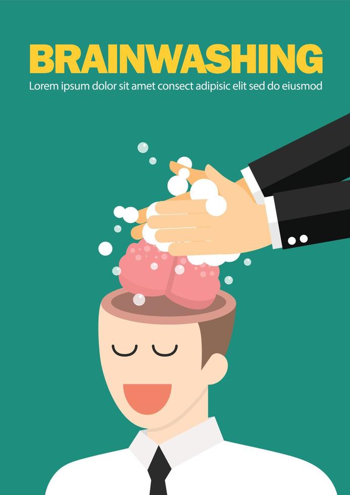 Hand wash and cleaning the businessmans brain vector