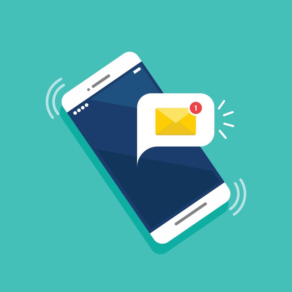 New email notification on the smartphone screen vector