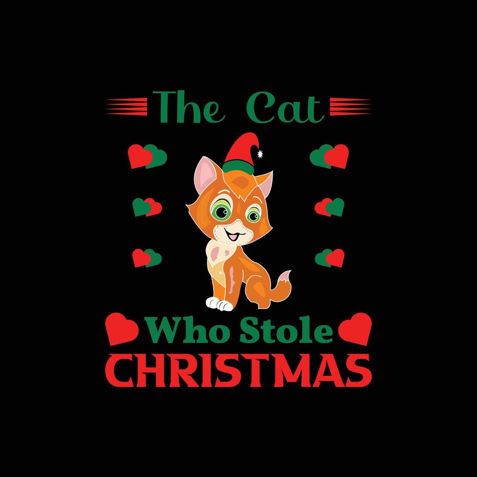 diseño de camiseta de gato navideño vector