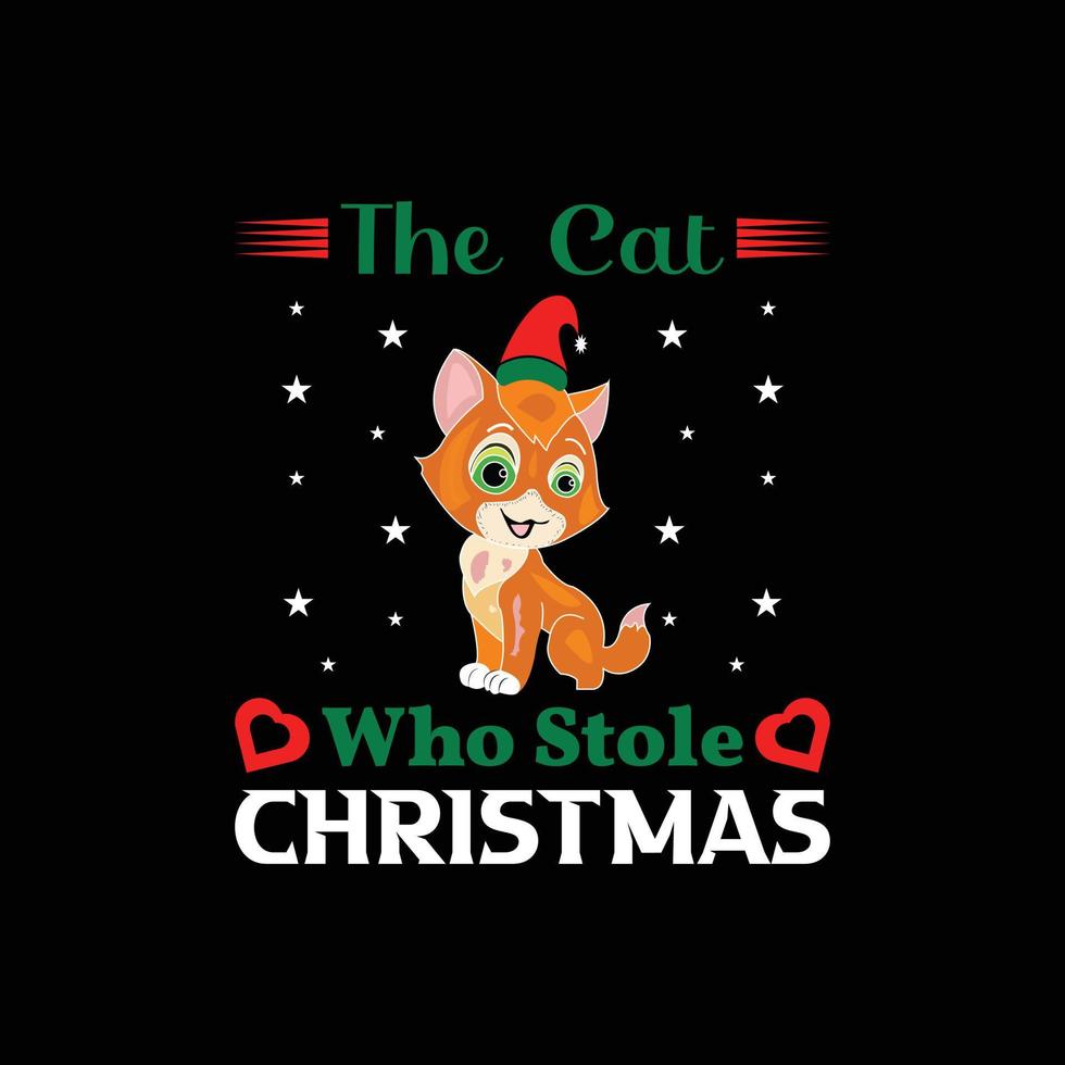 CHRISTMAS CAT T-SHIRT DESIGN vector