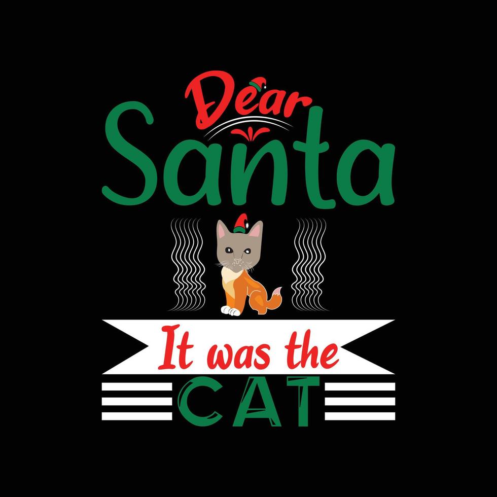 diseño de camiseta de gato navideño vector