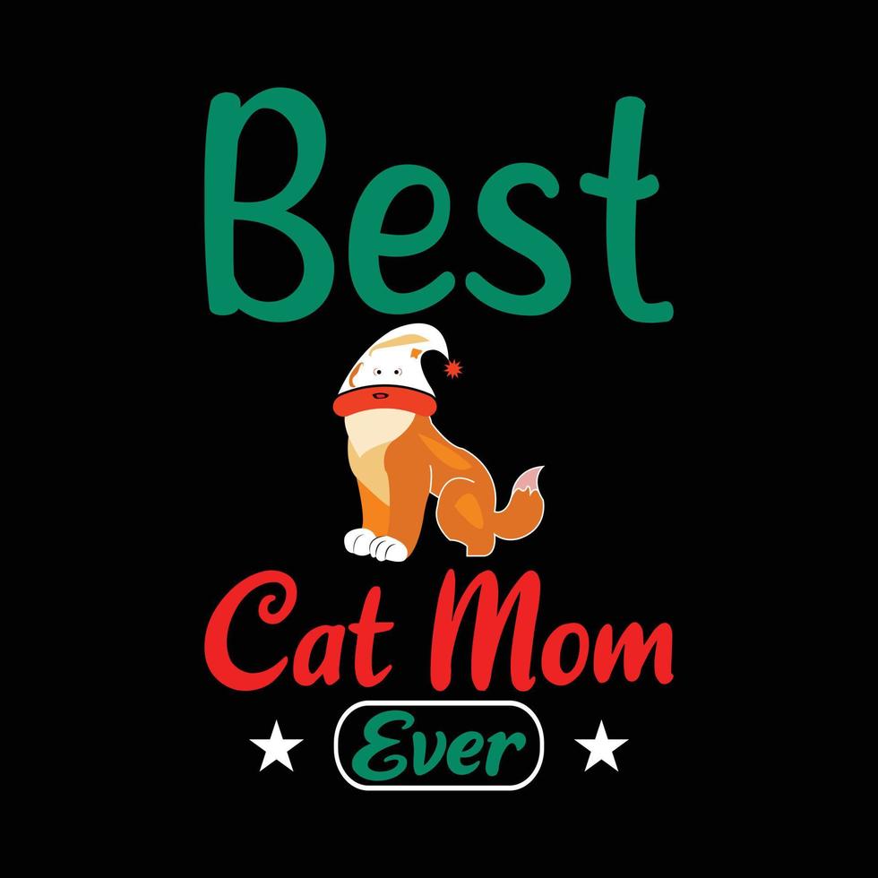 diseño de camiseta de gato navideño vector