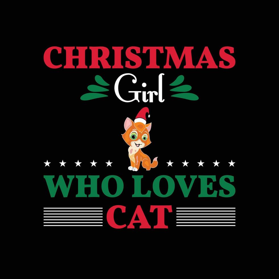 diseño de camiseta de gato navideño vector