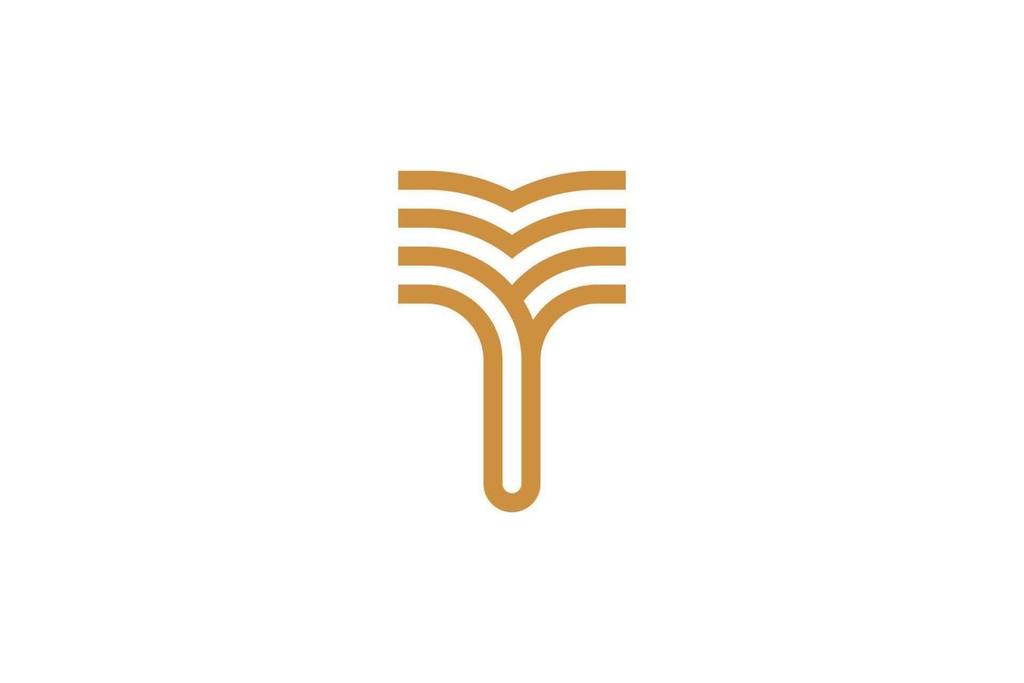 Letter T Monoline Logo Design vector
